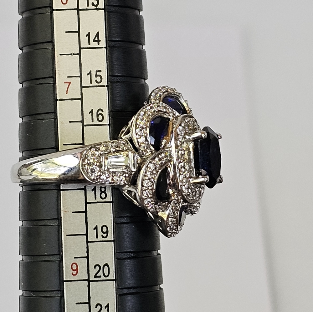 Rare Victoria Wieck Lab-Created Blue Sapphire & Diamonique Sterling Silver Sz 8 - Picture 8 of 8